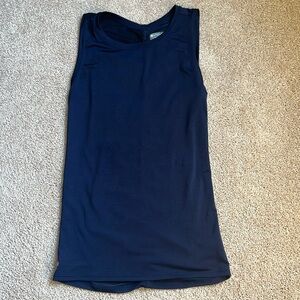 Athleta Navy Muscle Tank With Ruched Back Size XS